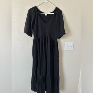 Kate Quinn smocked V-Neck Midi Dress with Flutter Sleeves